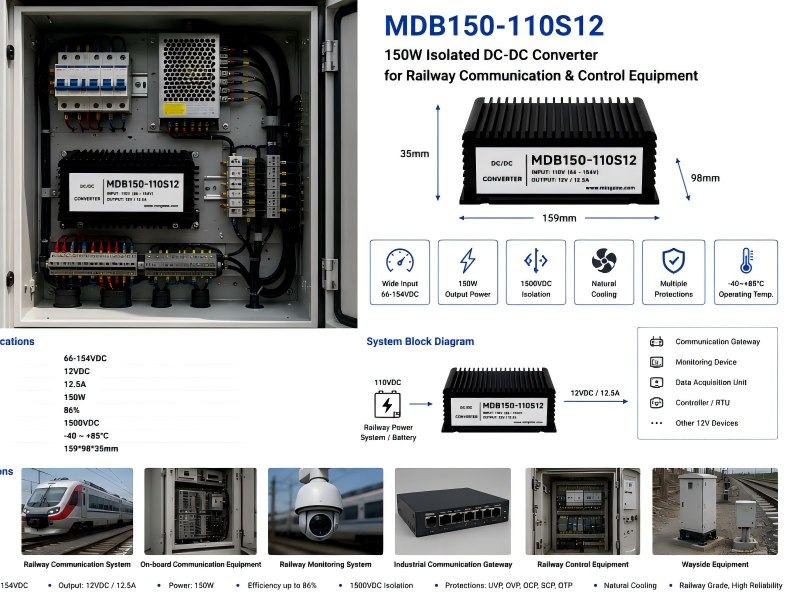 150W Isolated 110V to 12V DC-DC Converter for Railway Communication Equipment.png